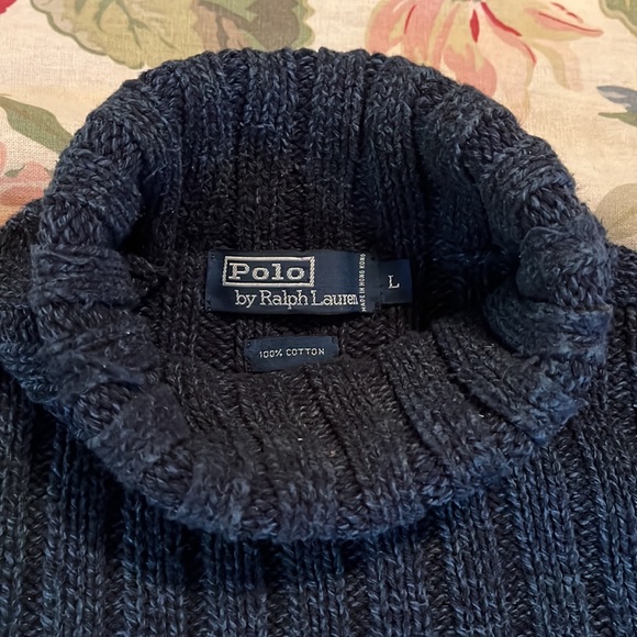 Vtg 80s RALPH LAUREN Polo Size Large Cotton Ribbed Turtleneck Timeless Cozy Soft - Picture 11 of 16